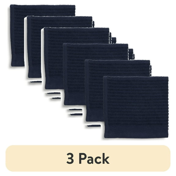 (3 pack) Thyme & Table Bar Mop Dish Cloth Towels, Navy, 4 Pack Set