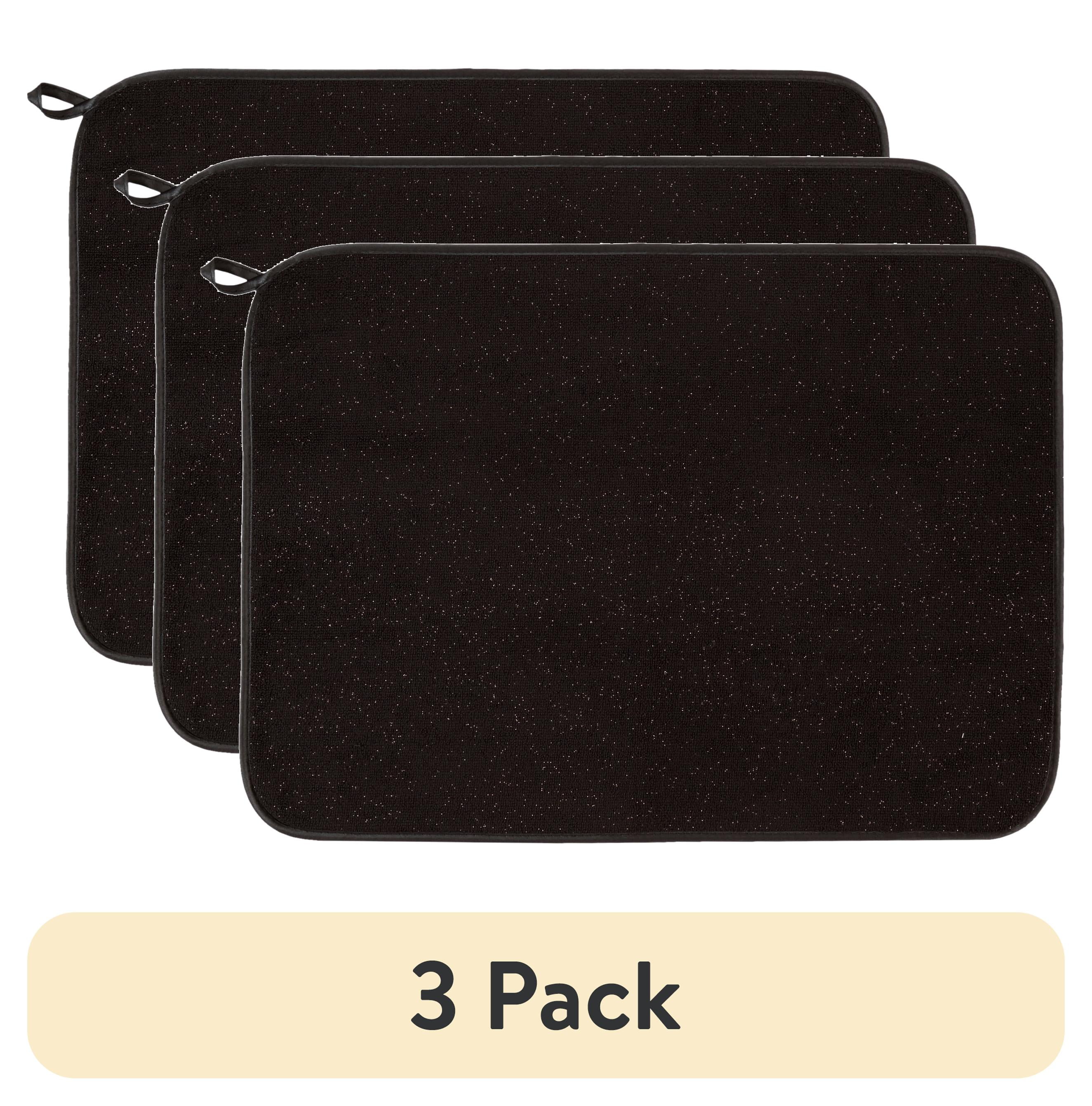 (3 pack) Thyme & Table Dish Drying Mat, Black & Gold
