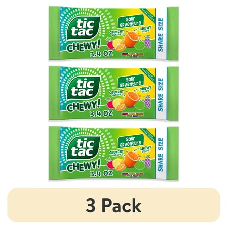 TIC TAC CHEWY! Sour Adventure, Sour Candy, Fruity Chewy Candy, 3.4 oz (Packaging May Vary)