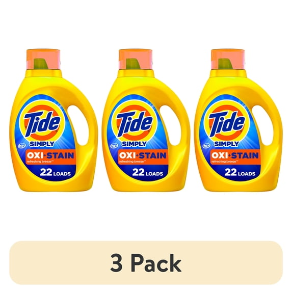 (3 pack) Tide Simply Oxi Boost + Ultra Stain Release, Refreshing Breeze, 22 Loads, 31 fl oz