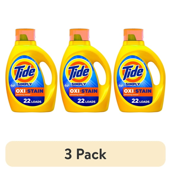 (3 pack) Tide Simply Oxi Boost + Ultra Stain Release, Refreshing Breeze, 22 Loads, 31 fl oz