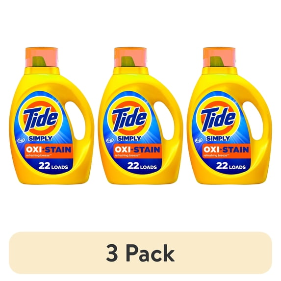 (3 pack) Tide Simply Oxi Boost + Ultra Stain Release, Refreshing Breeze, 22 Loads, 31 fl oz