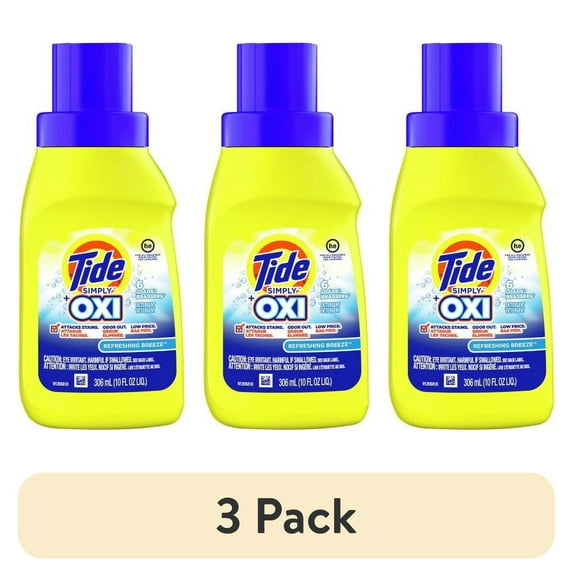 (3 pack) Tide Simply + Oxi Liquid Laundry Detergent 10 fl oz, Refreshing Breeze 6 Loads