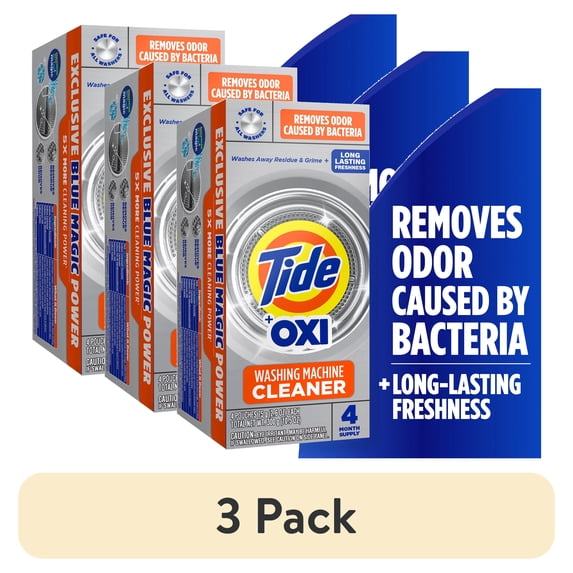 (3 pack) Tide Washing Machine Cleaner with Oxi Powder, Odor Eliminator and Washer Residue Remover, 4 Count