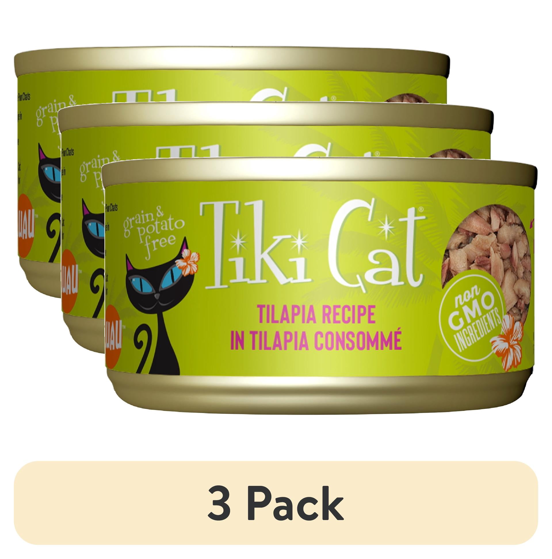 (3 pack) Tiki Cat Luau Wet Cat Food, Tilapia, 2.8 oz. Can