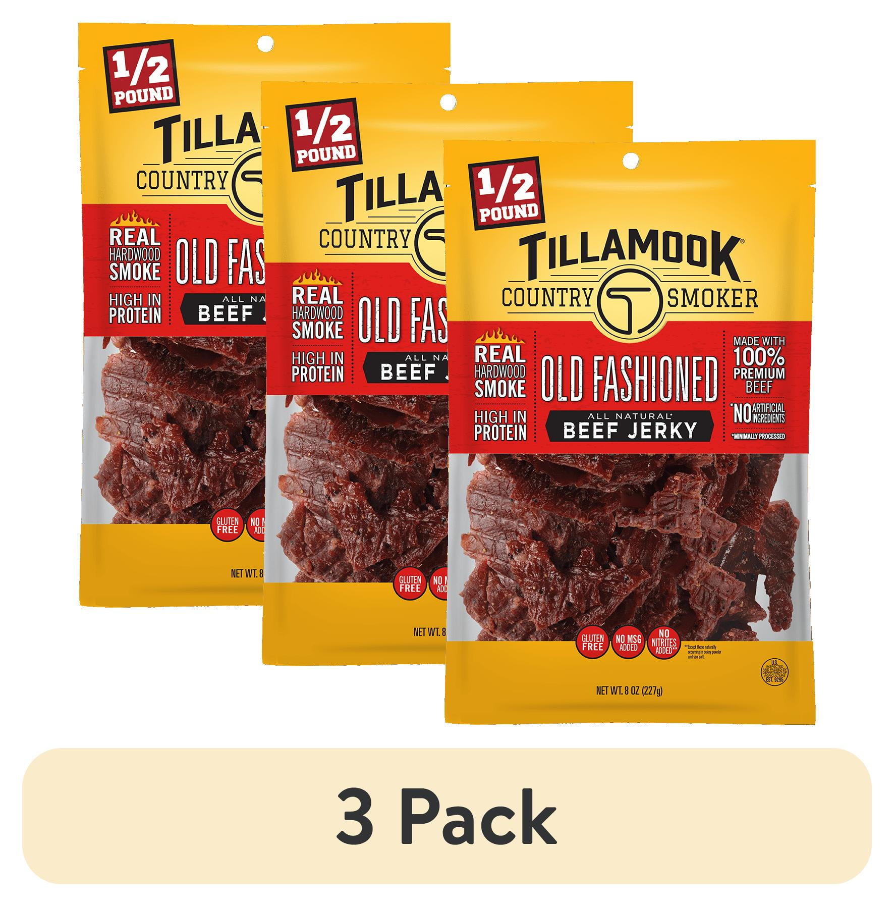 (3 pack) Tillamook Country Smoker All Natural Old Fashioned Beef Jerky, 8 oz