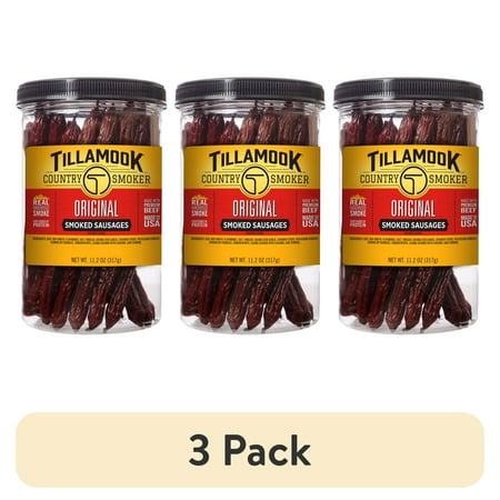 (3 pack) Tillamook Country Smoker, Beef Sticks, 11.2 oz, 20 Count