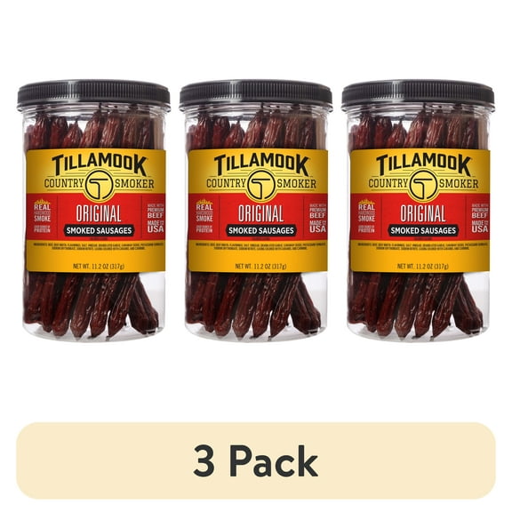 (3 pack) Tillamook Country Smoker, Beef Sticks, 11.2 oz, 20 Count