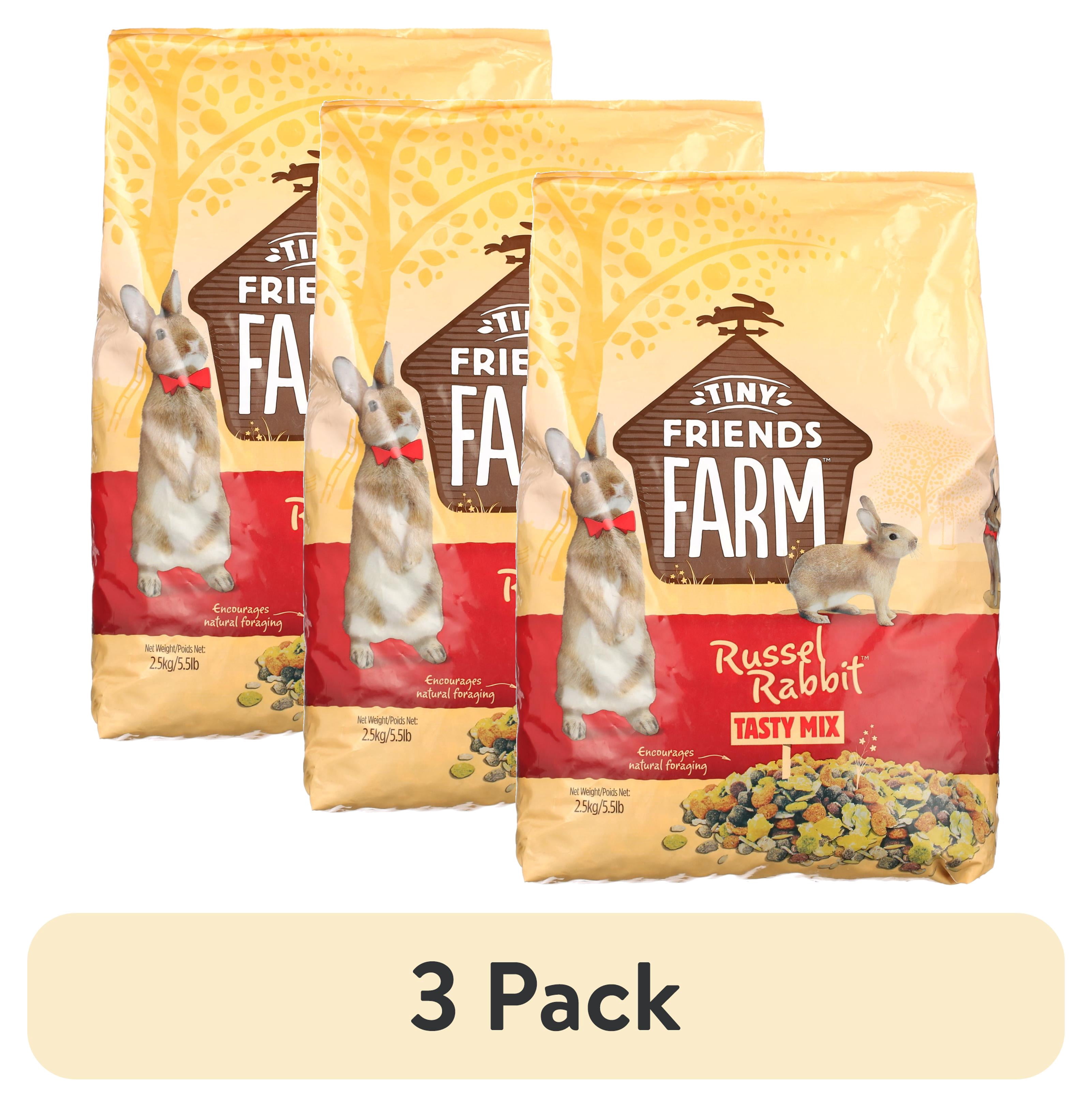 (3 pack) Tiny Friends Farm Russel Rabbit, Food 5.5lb