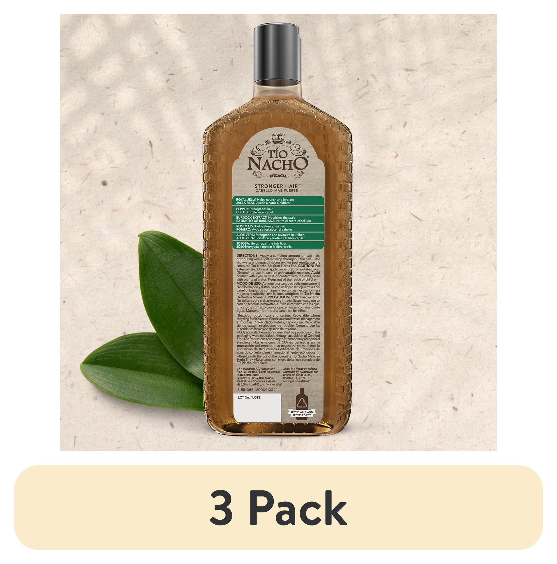 (3 pack) Tio Nacho Mexican Herbs Shampoo, Strengthening With Royal Jelly, Ginseng, Wheat, and Jojoba Oil, Honey Scented - 14 fl oz