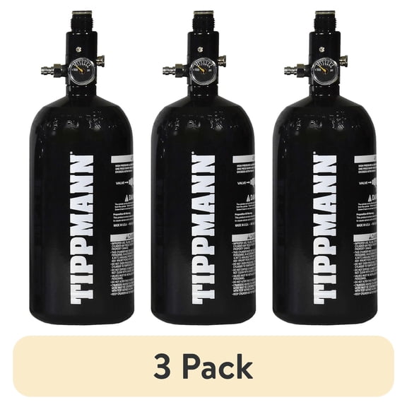 (3 pack) Tippmann 48ci 3,000 PSI Compressed Air Paintball Tank, Black