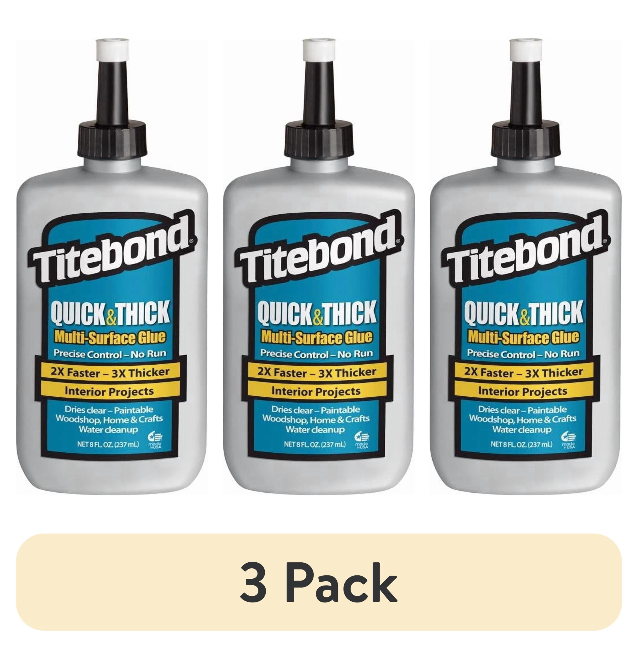 (3 pack) Titebond Quick & Thick Multi-Surface Glue 8 Oz. – PVA Adhesive for Wood, Ceramic, Pottery, Stone, Glass, Fabric & Crafts, Strong Tack, Dries Clear, Paintable – 2403