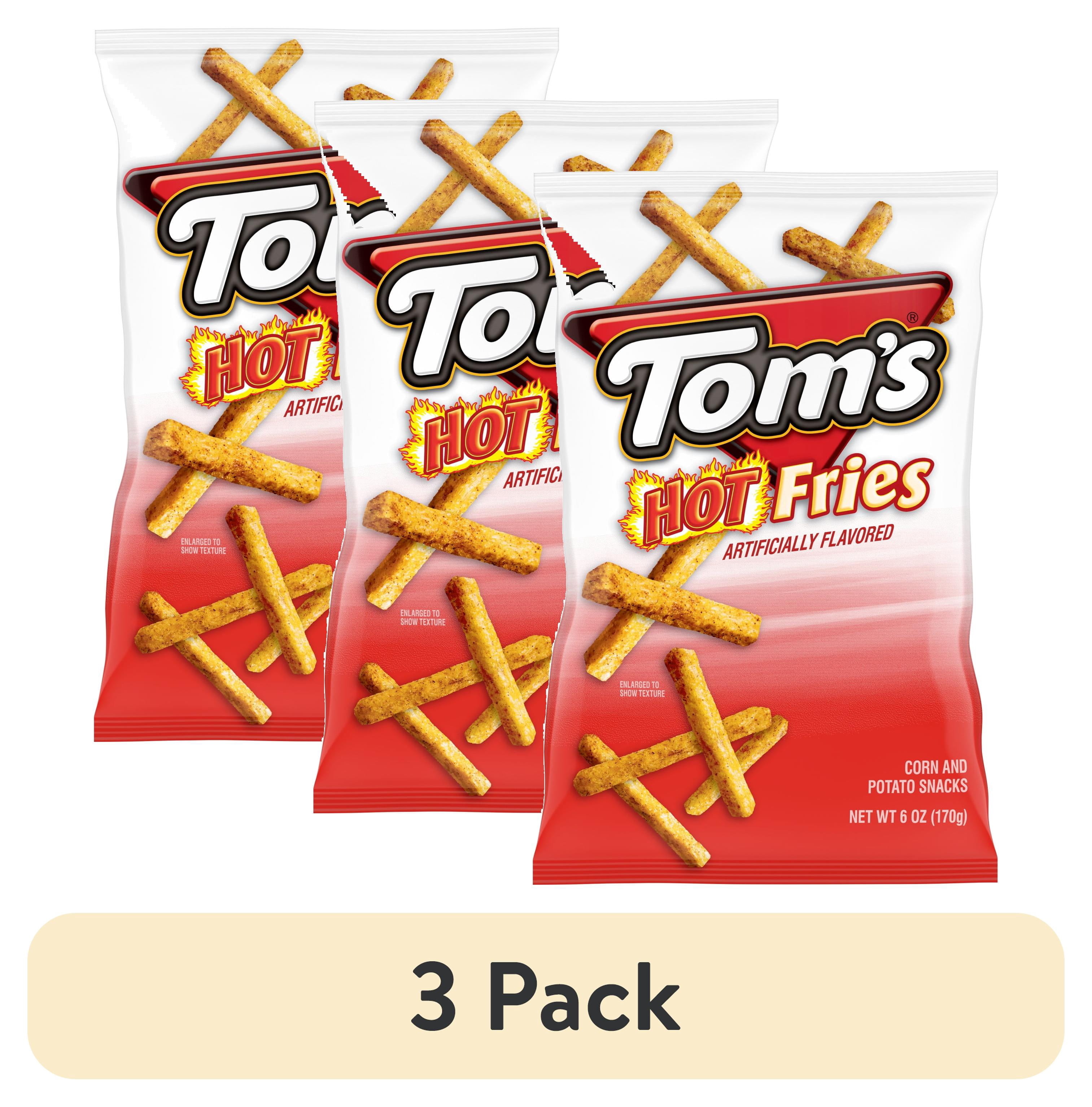 (3 pack) Tom's Hot Fries Salty Snacks, 6 oz Bag