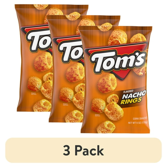 (3 pack) Tom's Nacho Flavored Rings, 6 oz Bag