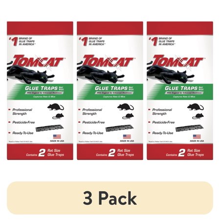 (3 pack) Tomcat Glue Traps Rat Size with Eugenol for Enhanced Stickiness, 2 Traps