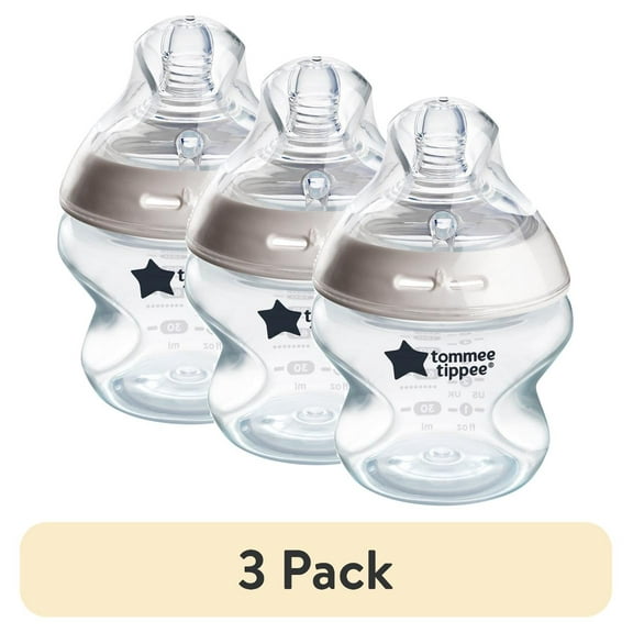 (3 pack) Tommee Tippee Natural Start Baby Bottle, 0 Months Plus, Pack of 1, 5oz Baby Bottle, Slow Flow Breast-Like Nipple for Natural Latch, Anti-Colic Valve