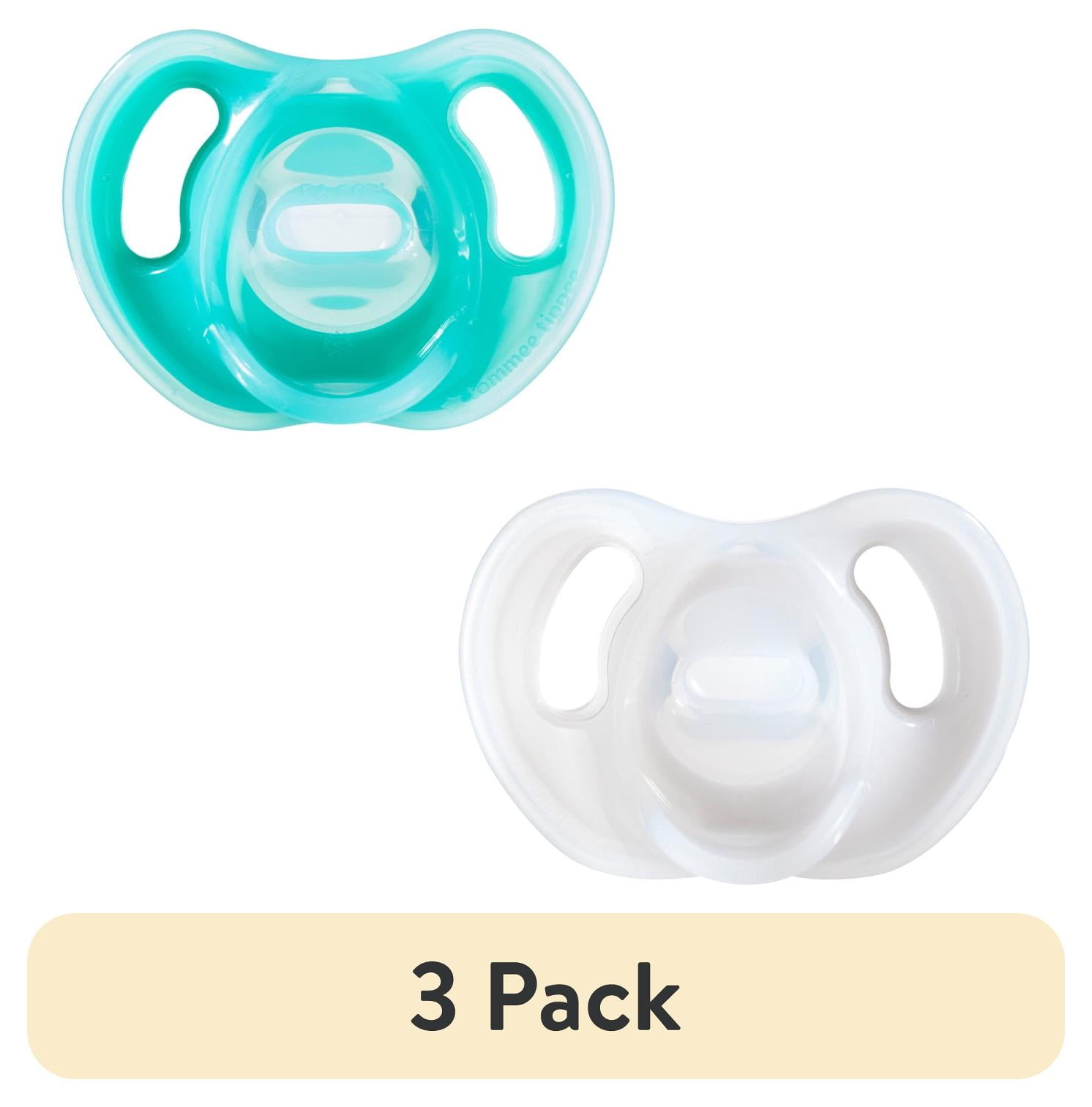 (3 pack) Tommee Tippee Ultra-Light Silicone Pacifier, 18-36 months, 2-Count, Symmetrical One-Piece Design, BPA-Free Silicone Binkies, Includes Sterilizer Box