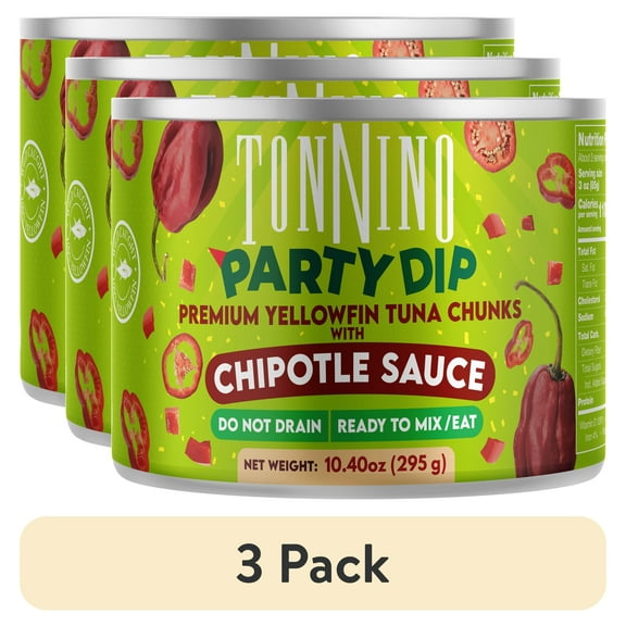 (3 pack) Tonnino Premium Yellowfin Tuna with chipotle sauce, 10.40 oz, Can, Wild Caught