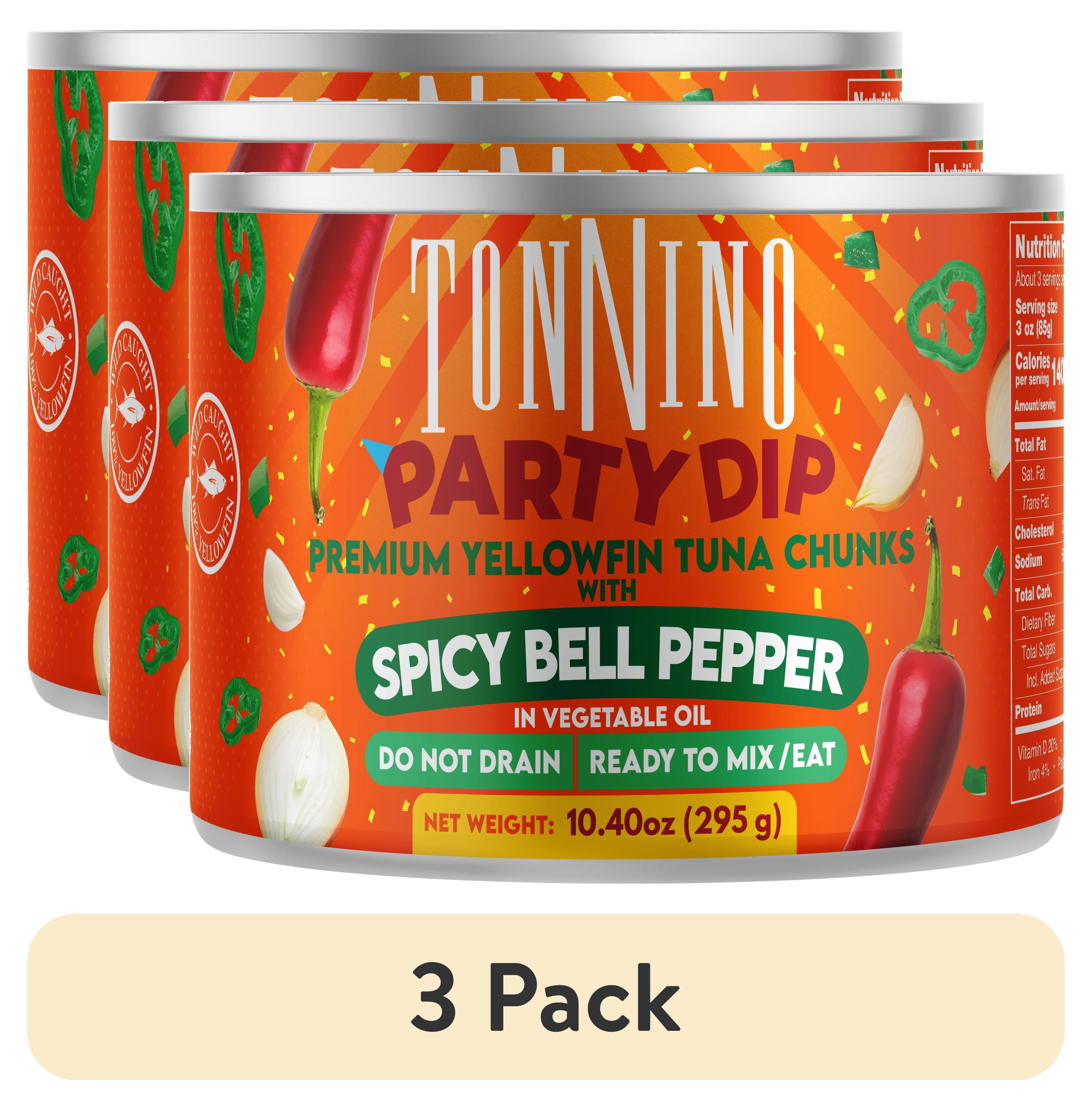 (3 pack) Tonnino Premium Yellowfin Tuna with spicy bell peppers, 10.40 oz, Can, Wild Caught