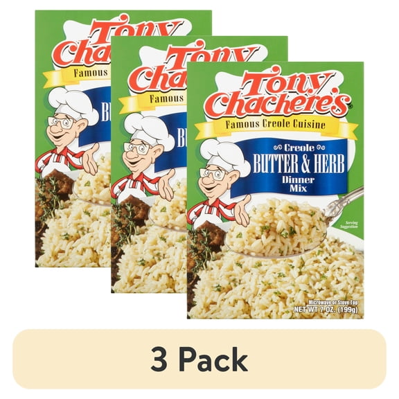 (3 pack) Tony Chacheres, Butter & Herb, Dinner Mix, Cajun, 7 oz, Regular, Shelf-Stable, Nut-Free, Cardboard Box