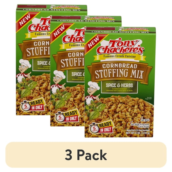 (3 pack) Tony Chachere's, Cornbread Stuffing Mix, Spice & Herb, Cajun, 6 oz