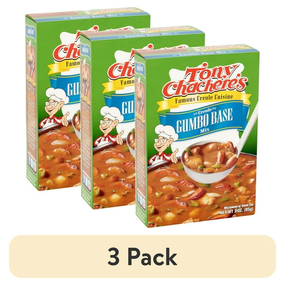 (3 pack) Tony Chacheres, Gumbo, Base Mix, Cajun, 3 oz