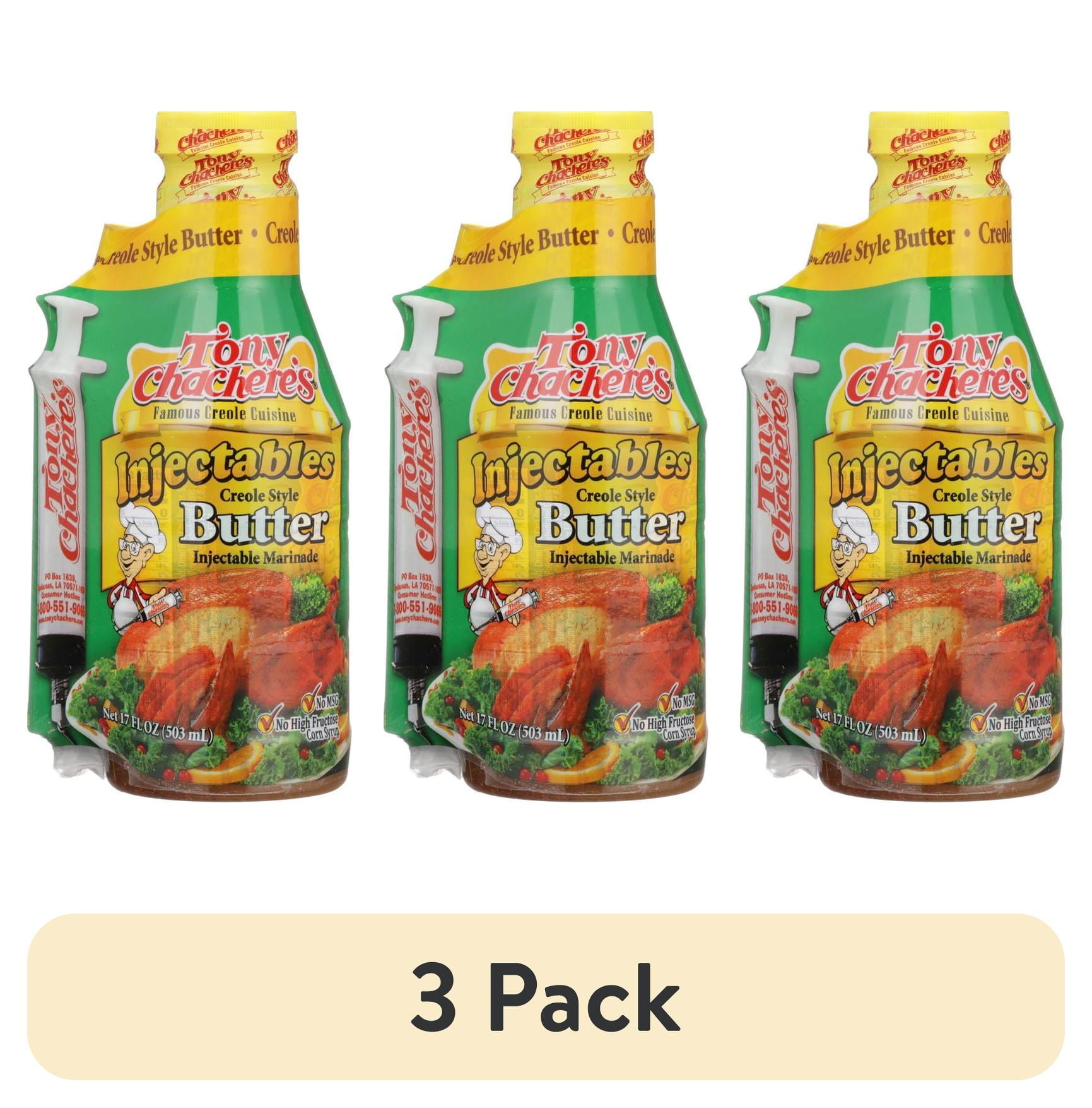 (3 pack) Tony Chachere's Marinade, Butter, Cajun, Injectables, 17 fl oz