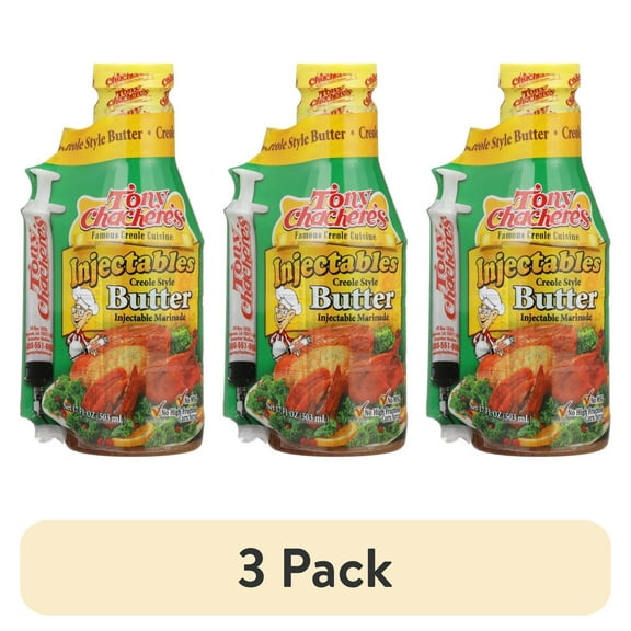 (3 pack) Tony Chachere's Marinade, Butter, Cajun, Injectables, 17 fl oz