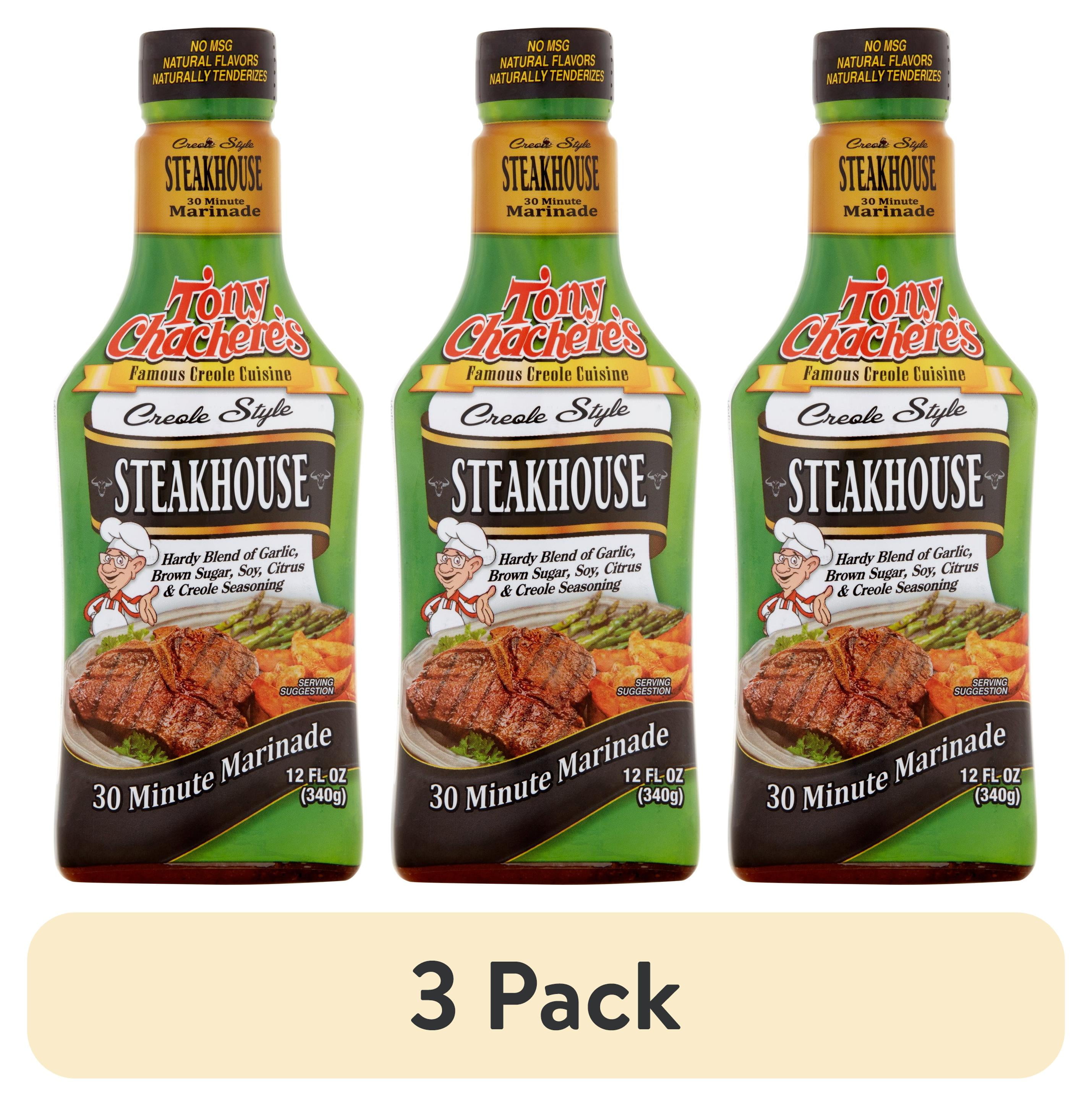 (3 pack) Tony Chacheres, Marinade, Steakhouse, Cajun, Pourable, 12 fl oz