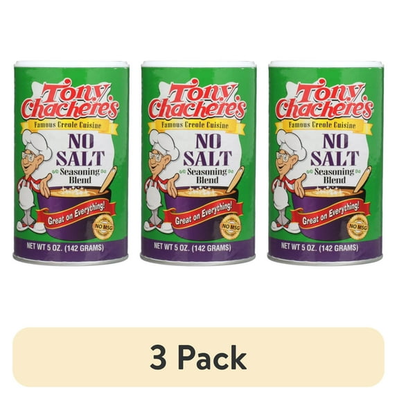 (3 pack) Tony Chachere’s, Seasoning, Cajun, No Salt, 5 oz