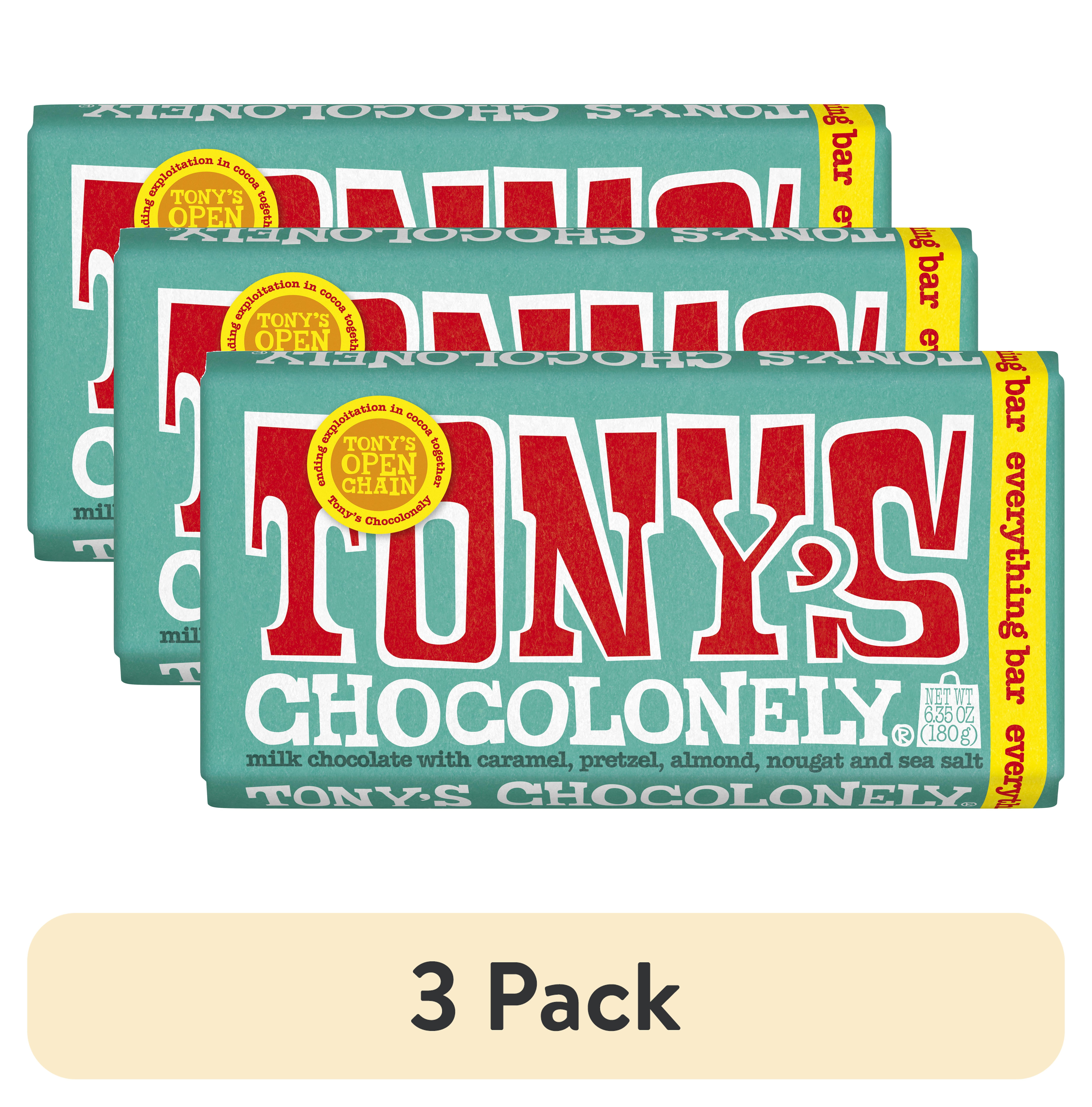 (3 pack) Tony's Chocolonely Milk Chocolate Everything Bar, 6.35 Oz