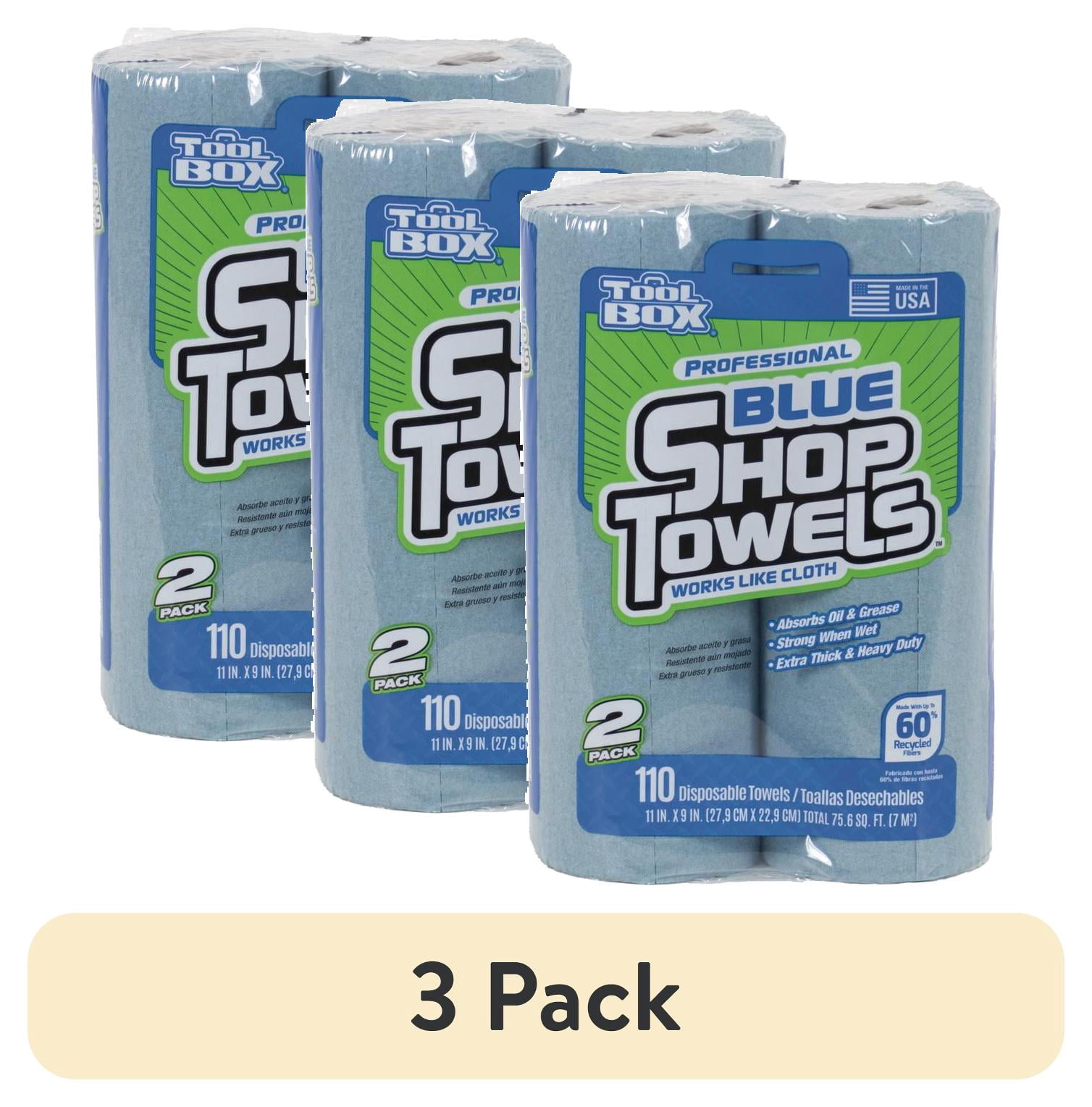 (3 pack) ToolBox® Blue Shop Towel, 2 Rolls per Pack (55 Sheets per Roll)