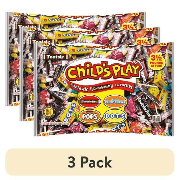Tootsie Child's Play Variety Candies Pack, 3.5 Ib. Bag.  Peanut Free, Gluten Free. Contains Milk and Soy.