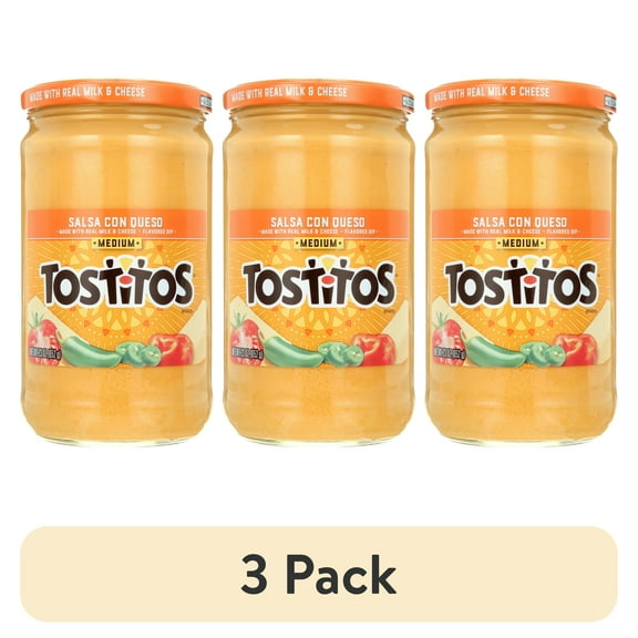 (3 pack) Tostitos Brand Dips & Salsas Medium Salsa Con Queso, 23 Ounce Jar