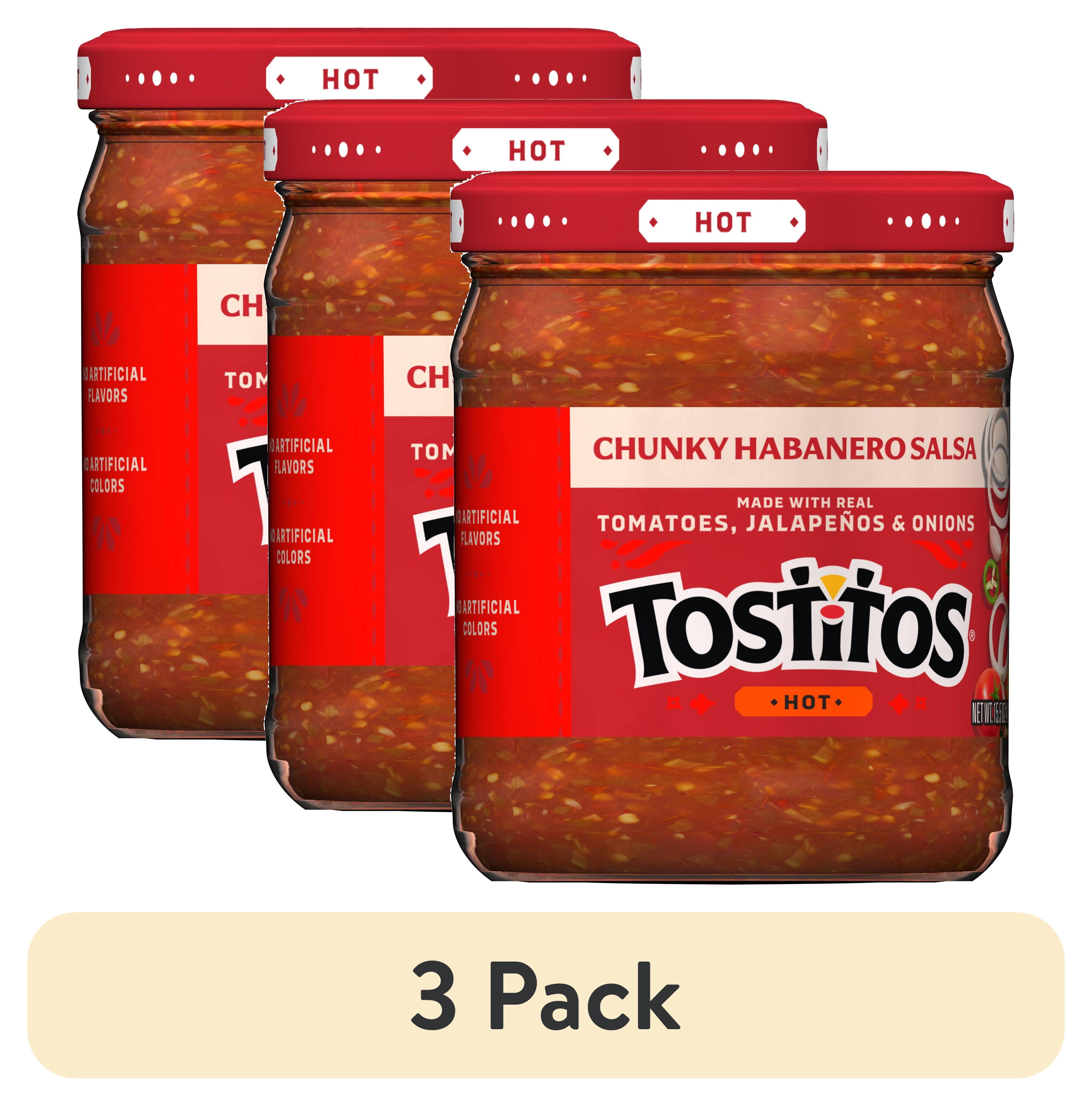 (3 pack) Tostitos Chunky Habanero Salsa, No Artificial Colors, No Artificial Flavors, 15.5 oz Jar