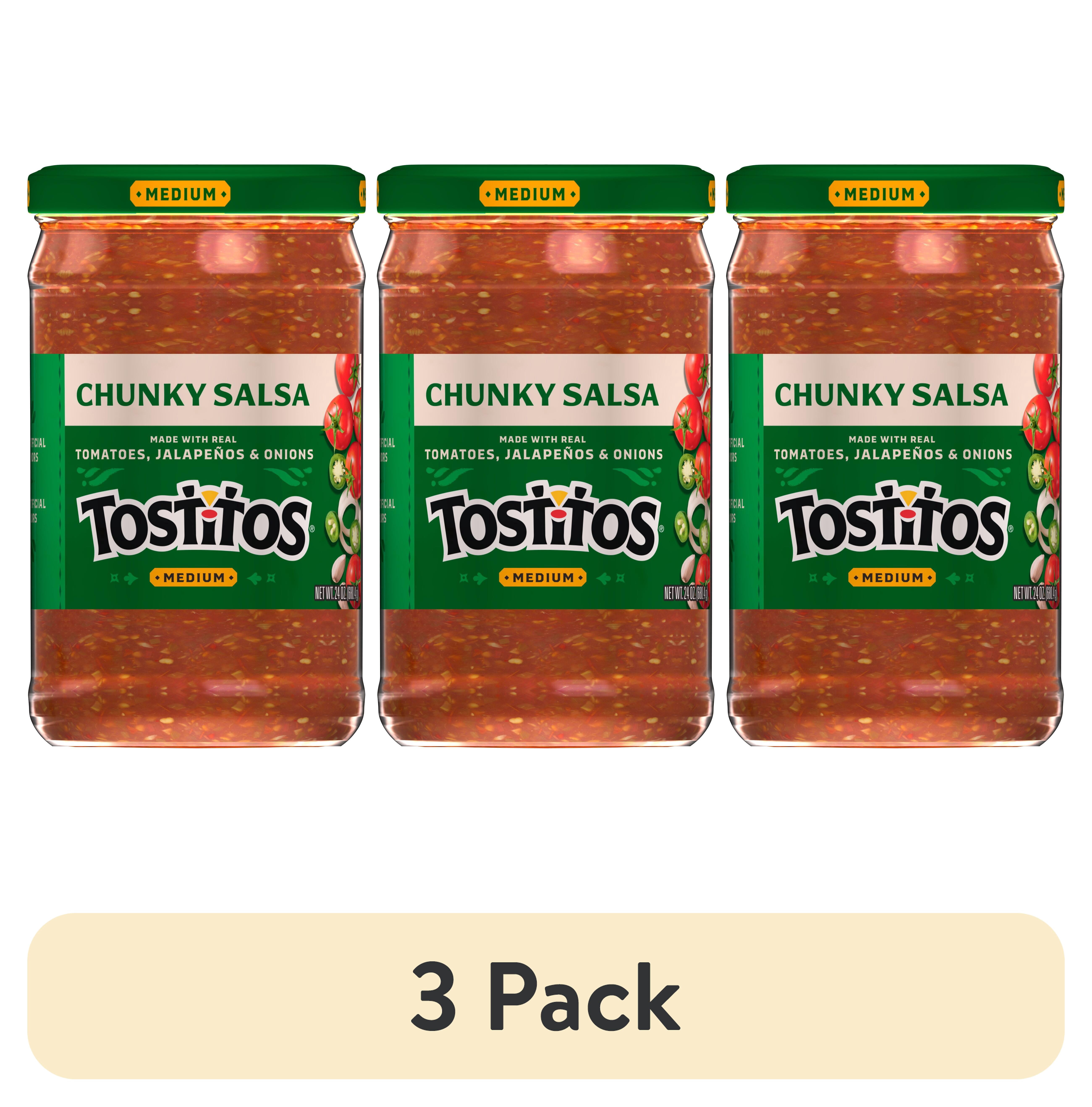 (3 pack) Tostitos Medium Chunky Salsa, No Artificial Colors, No Artificial Flavors, 24 oz Jar