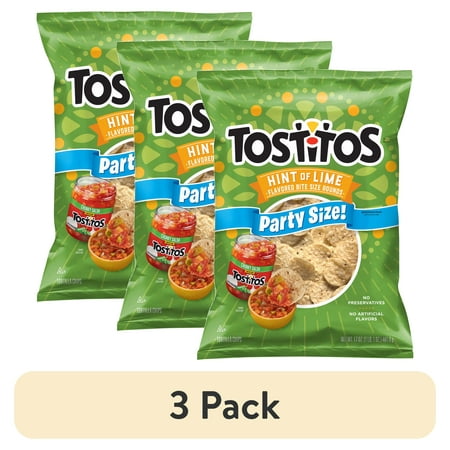 (3 pack) Tostitos Hint of Lime Flavored Tortilla Chips, 17 oz Bag