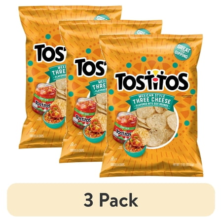 (3 pack) Tostitos Mexican Style Three Cheese Flavored Tortilla Snack Chips,11 Ounce Bag