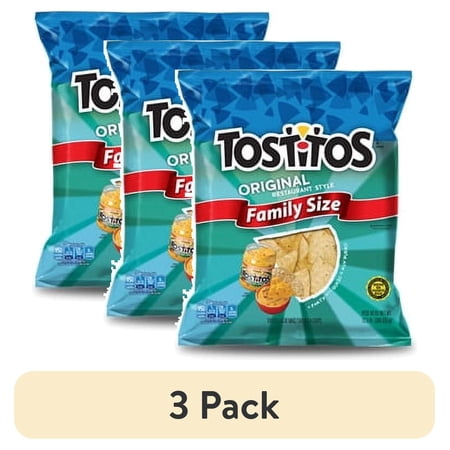 (3 pack) Snacks Frito Lay Tostitos Original Restaurant Style Tortilla Chips, 12.5 oz, Bag