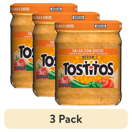 (3 pack) Tostitos Salsa Medium Salsa Con Queso Spread, 15 oz Jar