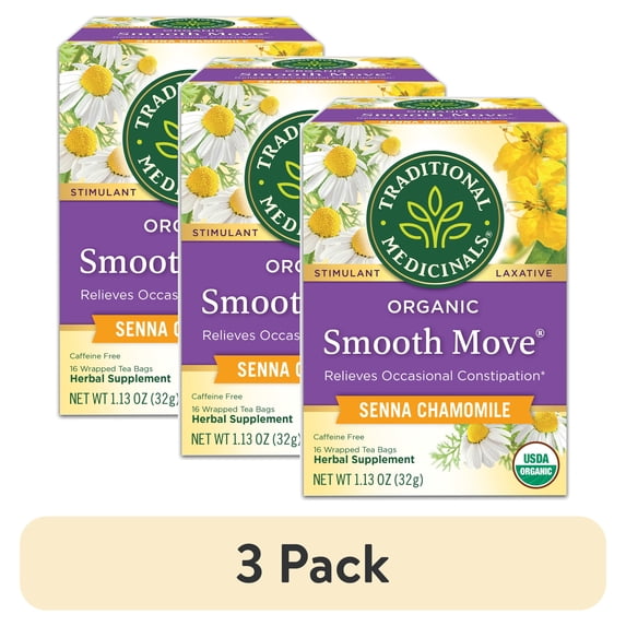 (3 pack) Traditional Medicinals, Organic Smooth Move Tea Bags, Chamomile, 16 Ct