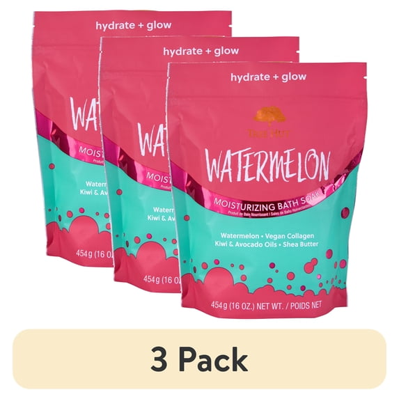 (3 pack) Tree Hut Bath Salts, Moisturizing Bath Soak, Helps Nourish, Soften & Tone Skin, Watermelon, 16 oz