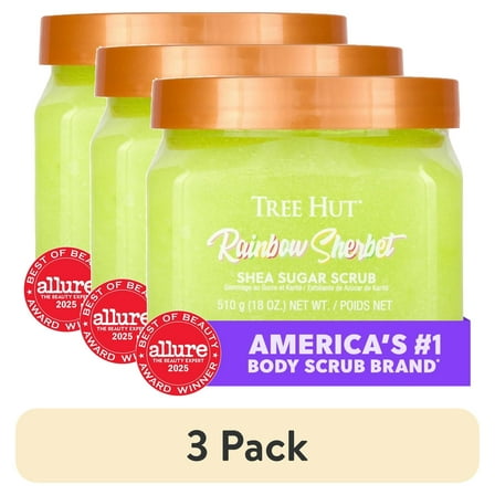 (3 pack) Tree Hut Rainbow Sherbet Shea Butter Sugar Body Scrub, 18 oz