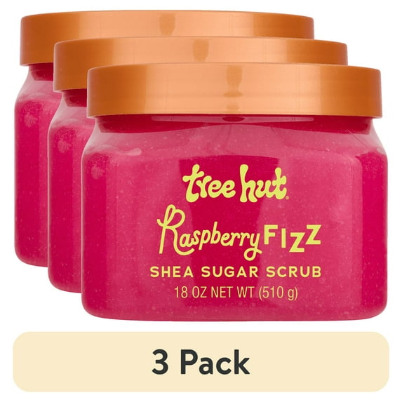 (3 pack) Tree Hut Raspberry Fizz Shea Butter Sugar Body Scrub, 18 oz