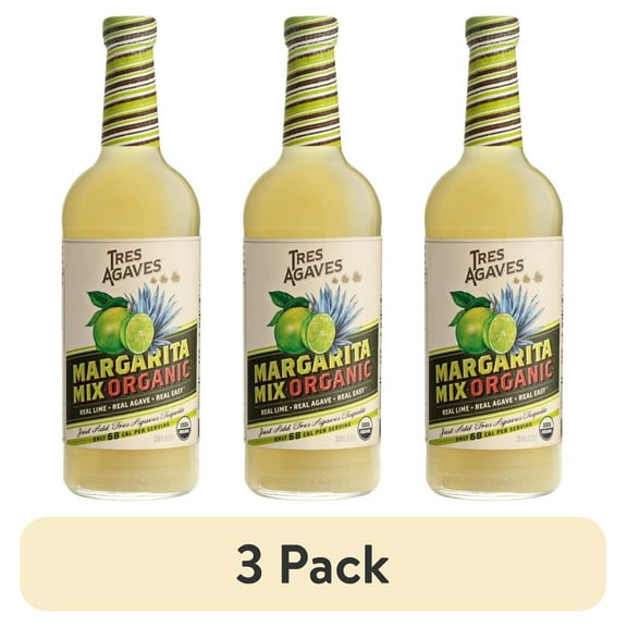 (3 pack) Tres Agaves Organic Lime Margarita Mix, 1 Liter Bottle
