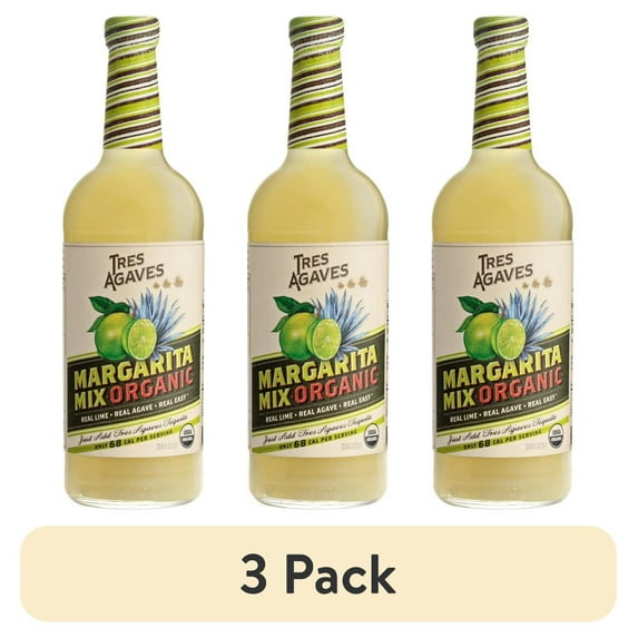 (3 pack) Tres Agaves Organic Lime Margarita Mix, 1 Liter Bottle