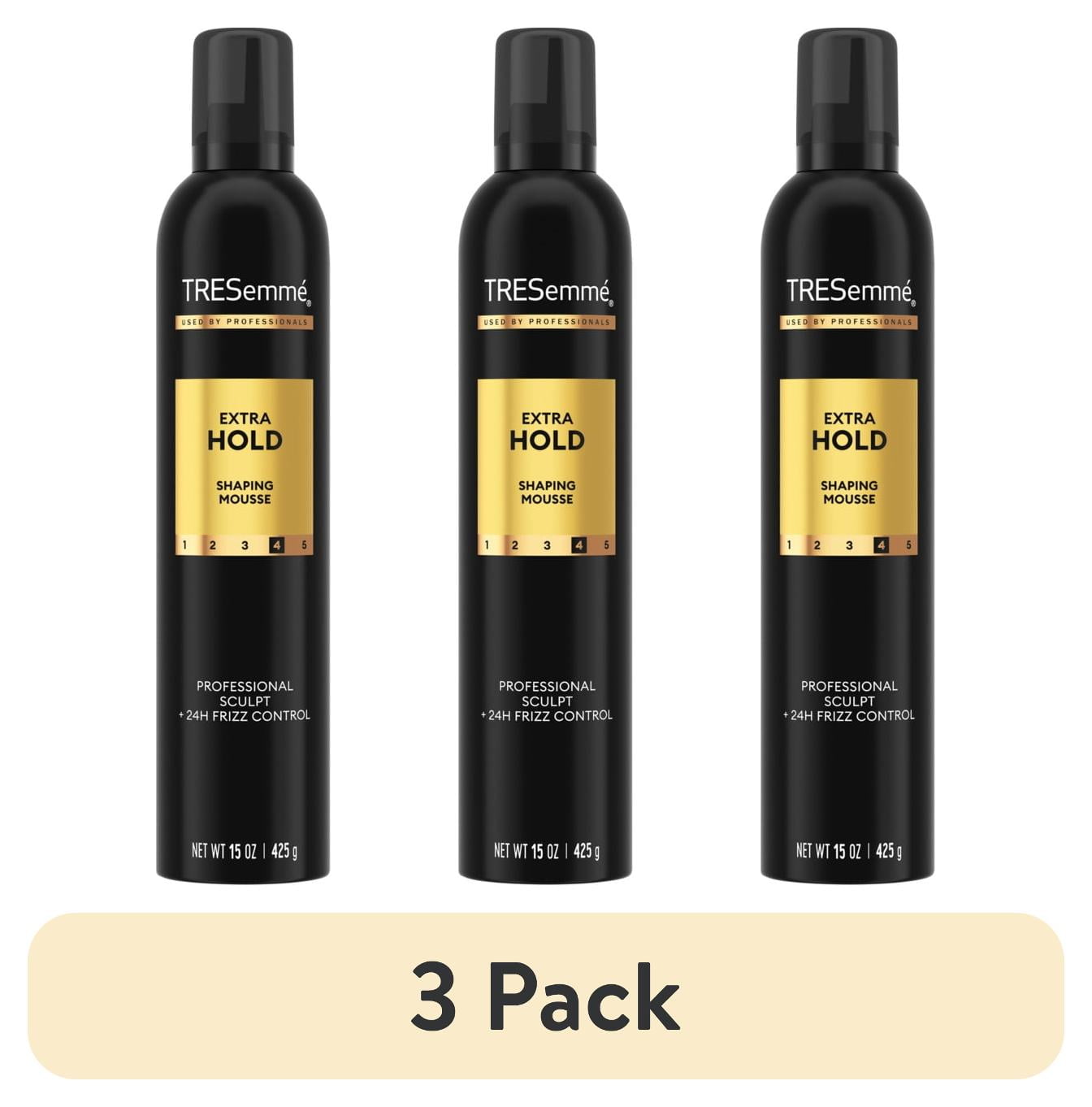 (3 pack) TRESemmé Extra Hold Volumizing Mousse for 24H Touchable Hold & Volume with Pro Lock Tech, 15 oz
