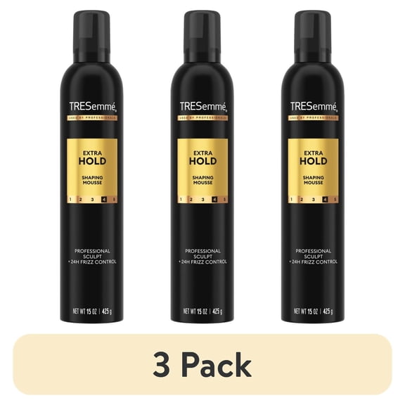 (3 pack) TRESemmé Extra Hold Volumizing Mousse for 24H Touchable Hold & Volume with Pro Lock Tech, 15 oz