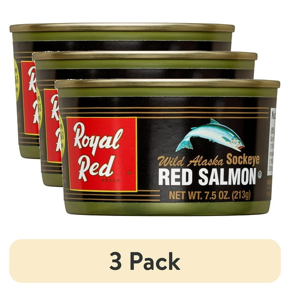 (3 pack) Trident Royal Red Canned Wild Alaska Sockeye Red Salmon, Gluten-Free, 7.5 oz