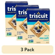 (3 pack) Triscuit Hint of Sea Salt Whole Grain Wheat Crackers, Vegan Crackers, Vegan Snacks, 8.5 oz